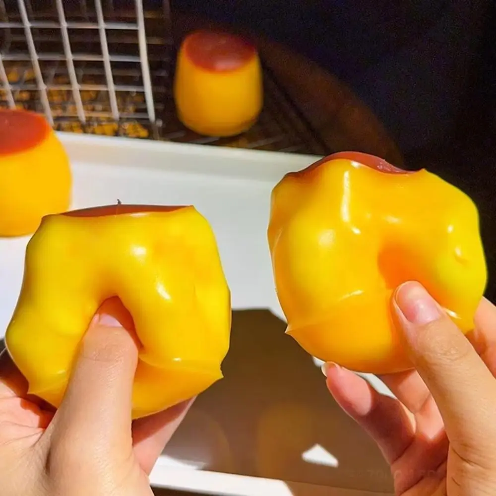 Fidget Caramel Pudding Handmade Ball Fun Release Crispy Sound Squeezing Ball Food Shaped Pinching Pudding Squishy Adults