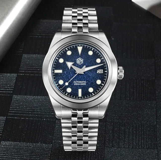 

San Martin Men Automatic Watch 39mm Mechanical Wristwatch 10ATM Waterproof BGW-9 Luminous Sapphire NH35 Gradient Enamel Dial
