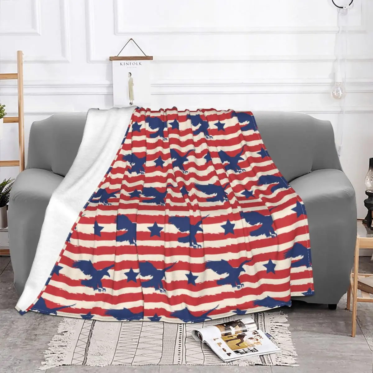 

Bird Eagle Animal Blankets Fleece Textile Decor Stripe Multifunction Super Warm Throw Blanket for Bed Outdoor Bedding Throws