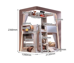 Petit appartement avec capsule d'espace de même largeur Lit supérieur et inférieur pour enfants