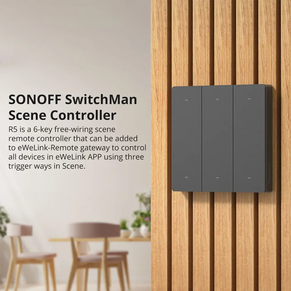 SONOFF SwitchMan R5 Scene Controller con batteria 6-Key Free-cablaggio eWelink-telecomando funziona SONOFF M5/MINI R4 Smart Home