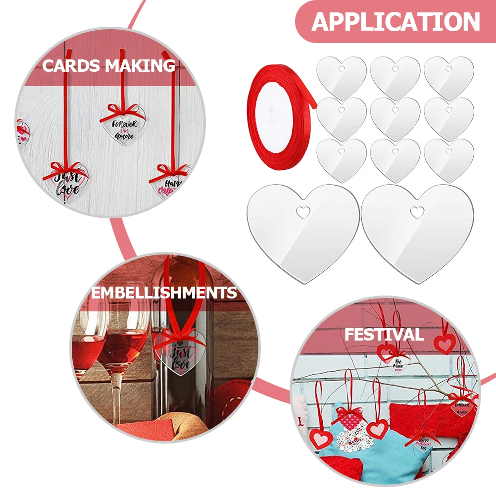 

1 Set Acrylic Heart Blank Pendants Smooth Surface Diy Keychain Ornament Decoration Craft Supplies For Valentine'S Wedding Diy