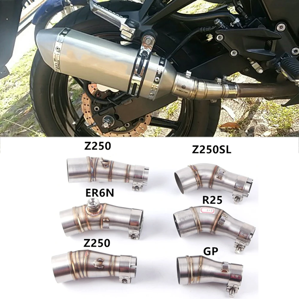 Motorcycle Adapter Exhaust Middle Pipe For Kawasaki Ninja 250 250R Z250 Z300 ER6N R25 R3 GP Muffler Link Pipe Middle Section