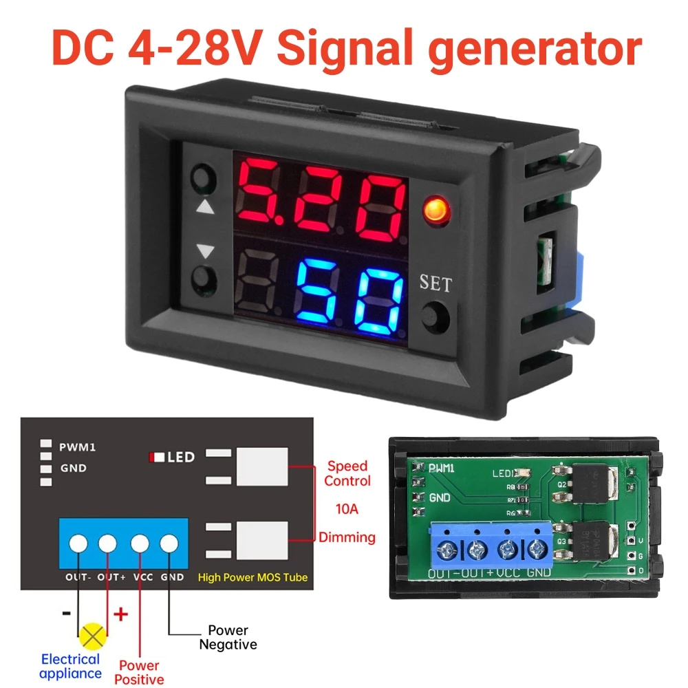 DC 4-28V Digital Display PWM High Power Governor Frequency Measuring Instrument 1HZ~160KHZ Duty Cycle Adjustable 0~100%