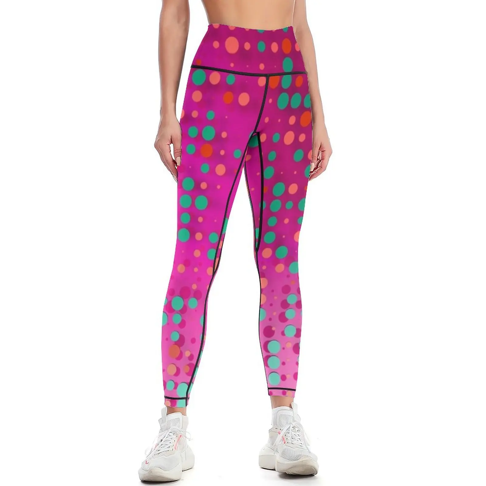 Abstract Colourful Dots on Pink Leggings sports for push up Fitness's gym clothes gym womans push up tights for Womens Leggings