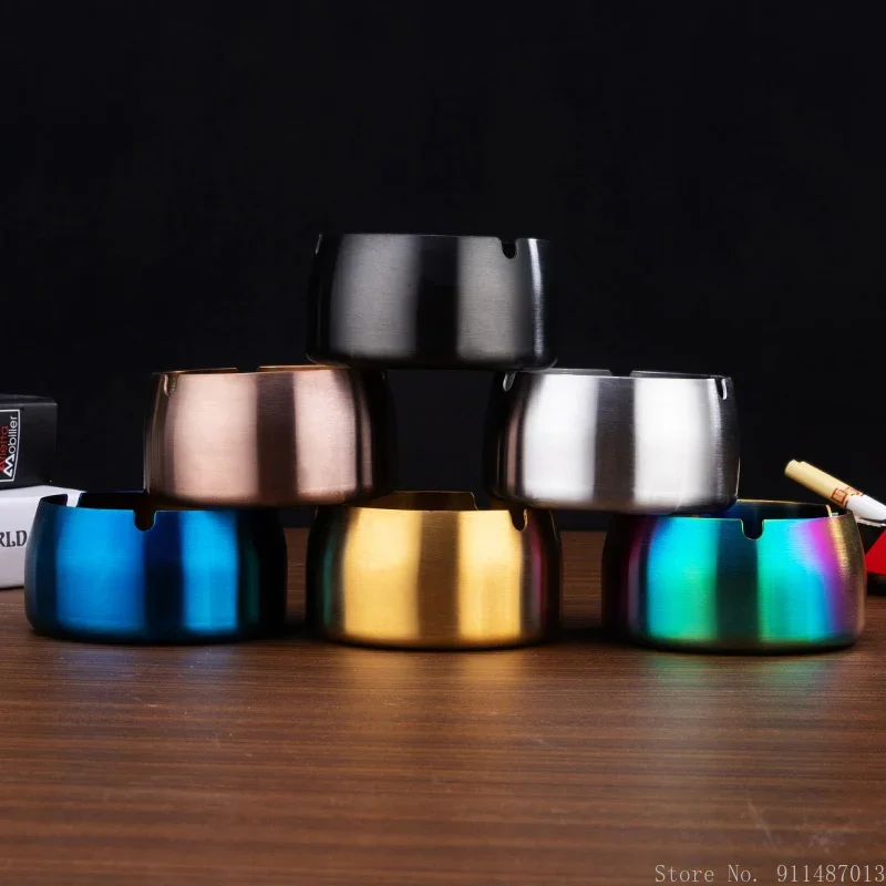 Stainless Steel Rainbow Ashtray, Living Room Coffee Table Decoration Dustproof Portable Ashtray, Home Hotel Office Supplies, 1Pc