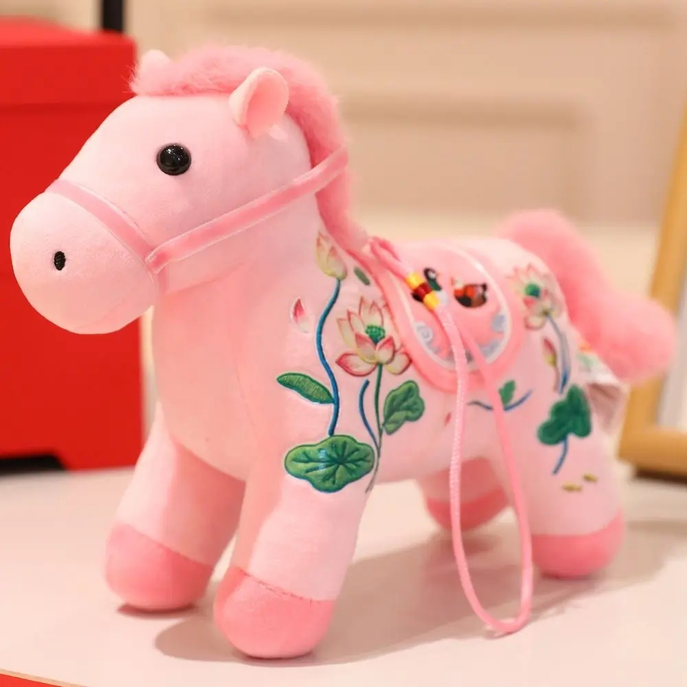Year of The Horse Mascot Cute Pony Plush Doll Toy Pendant Chinese Style Plush Doll Key Bag Decor Pendant Birthday Gift 12cm 20cm