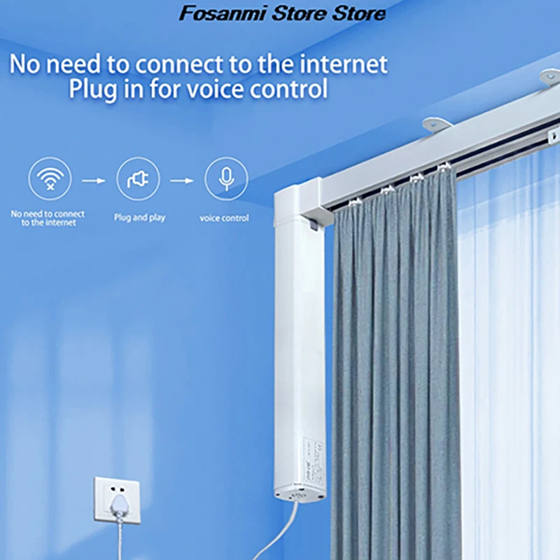 

Smart Curtain Track Electric Motorized Rail Opener Automatic Opening Closing System Remote Control For Home Hotel Office