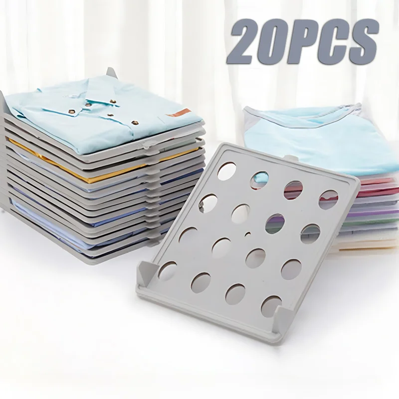 20PCS Shirt Storage Board Stackable T-shirt Organizer Folding Clothes Board Multifunctional Portable Clothes Storage with Handle