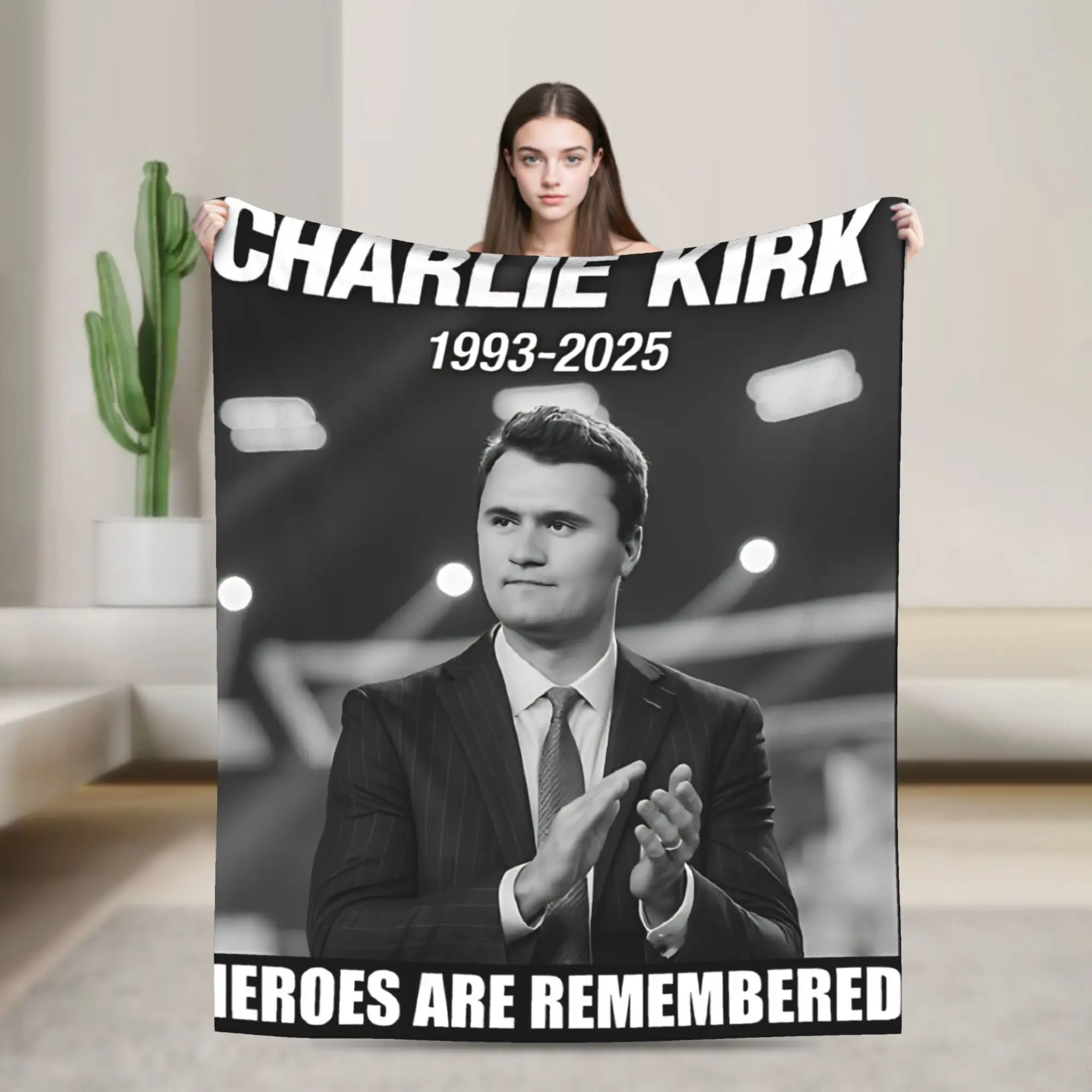 

Charlie Kirk Freedom Signature Blanket Multiple Sizes Super Soft and Warm A True Patriot Throw Blankets for Sofa Couch and Bed