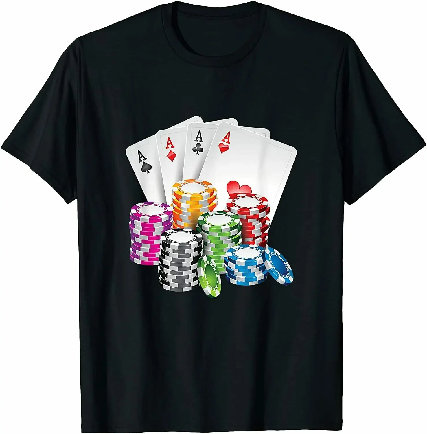 Poker King Queen Card Casino Chip Gambling T-Shirt Summer Cotton Short Sleeve O-Neck Mens T Shirt New S-3XL