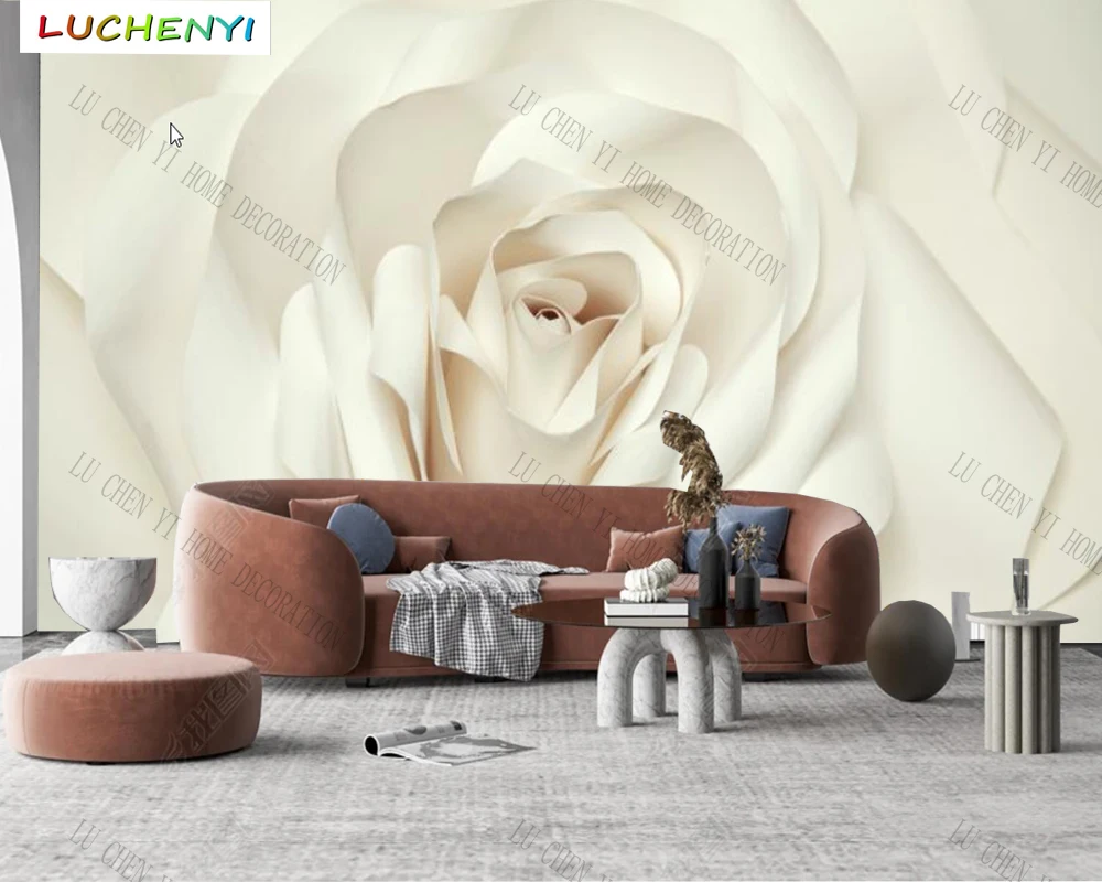 

Papel de parede custom white romantic rose floral wallpaper mural,living room tv wall bedroom wall papers home decor