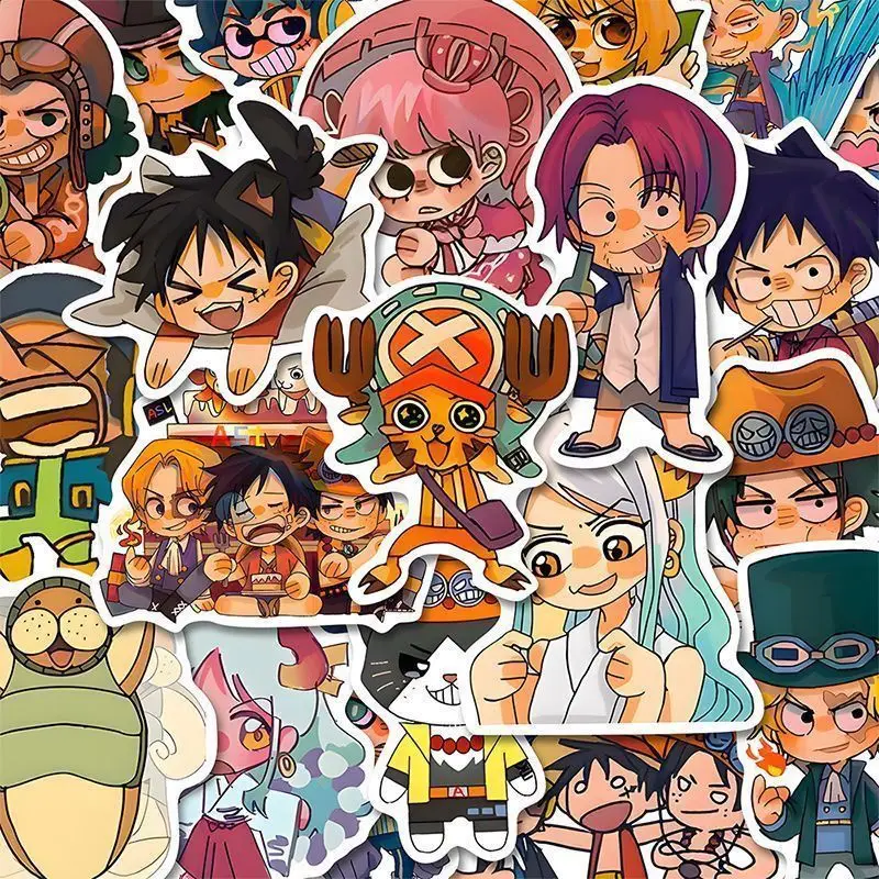 156 pegatinas de anime de One Piece, decoraciones lindas de dibujos animados y emojis chibi para diario, pegatinas para teléfono, pegatinas para refrigerador