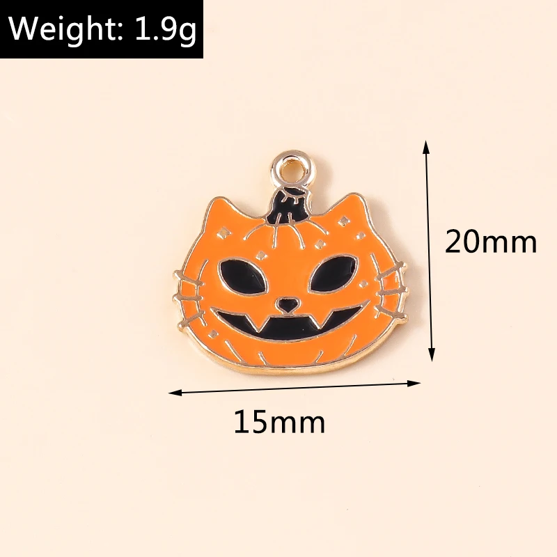 Leslie 10 stücke Mode Halloween Charme Emaille Horror Augapfel Spinne Hexe Geist Kürbis Anhänger für DIY Schmuck machen Accessoires – Detail 11