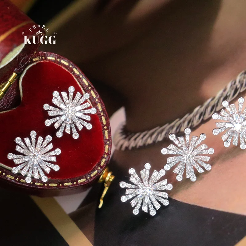 

Серьги KUGG из 100% белого золота 18 карат, романтический элегантный стиль, серьги-гвоздики с натуральными бриллиантами 0,50 карата для женщин, изысканные ювелирные изделия