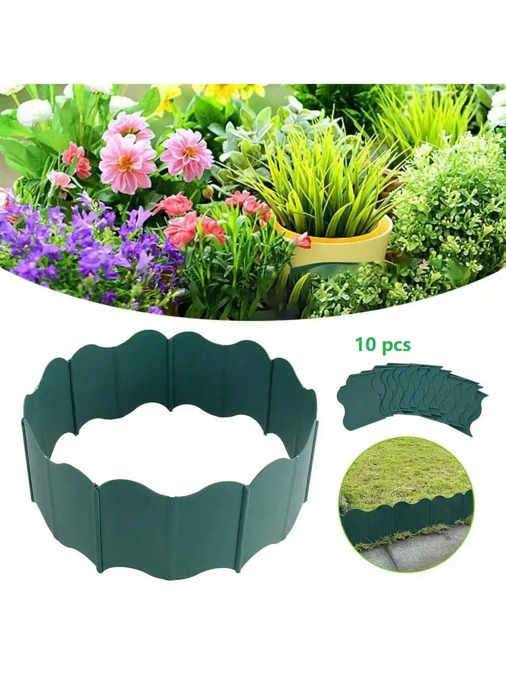 

10-20 шт./компл. зеленый садовый пейзаж, бордюр, бордюр для газона, декоративный пейзажный забор, бордюр для двора, лужайки, сада, клумбы
