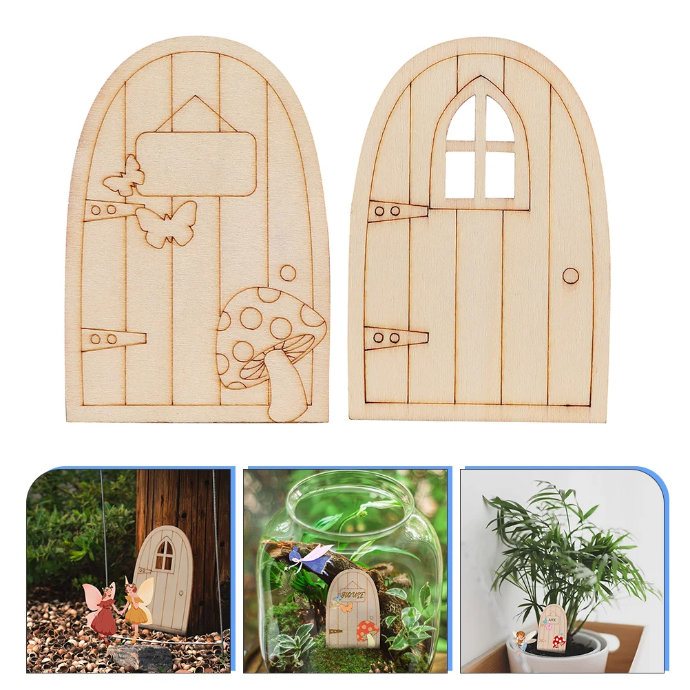 

20 Pcs Door Unpainted Miniature DIY Fairy Houses H made Garden Statue Mini Wood Decoration Fairy Door Wooden Decoration