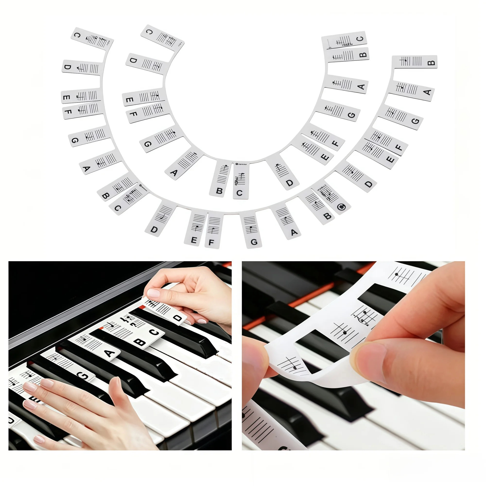 Miwayer 61/88 Key Silicone Piano Keyboard Note Labels Removable Reusable Waterproof Stickers for Beginner Learning Piano Guide