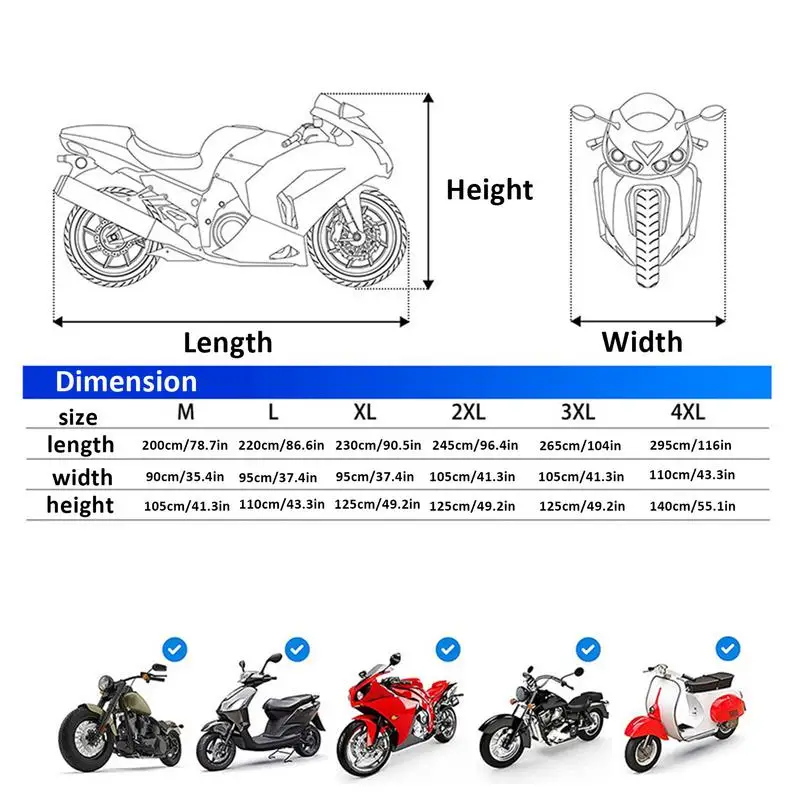 Сверхмощный чехол для мотоцикла, ветрозащитный, водостойкий чехол для мотоцикла со светоотражающими полосками, легкий пылезащитный чехол