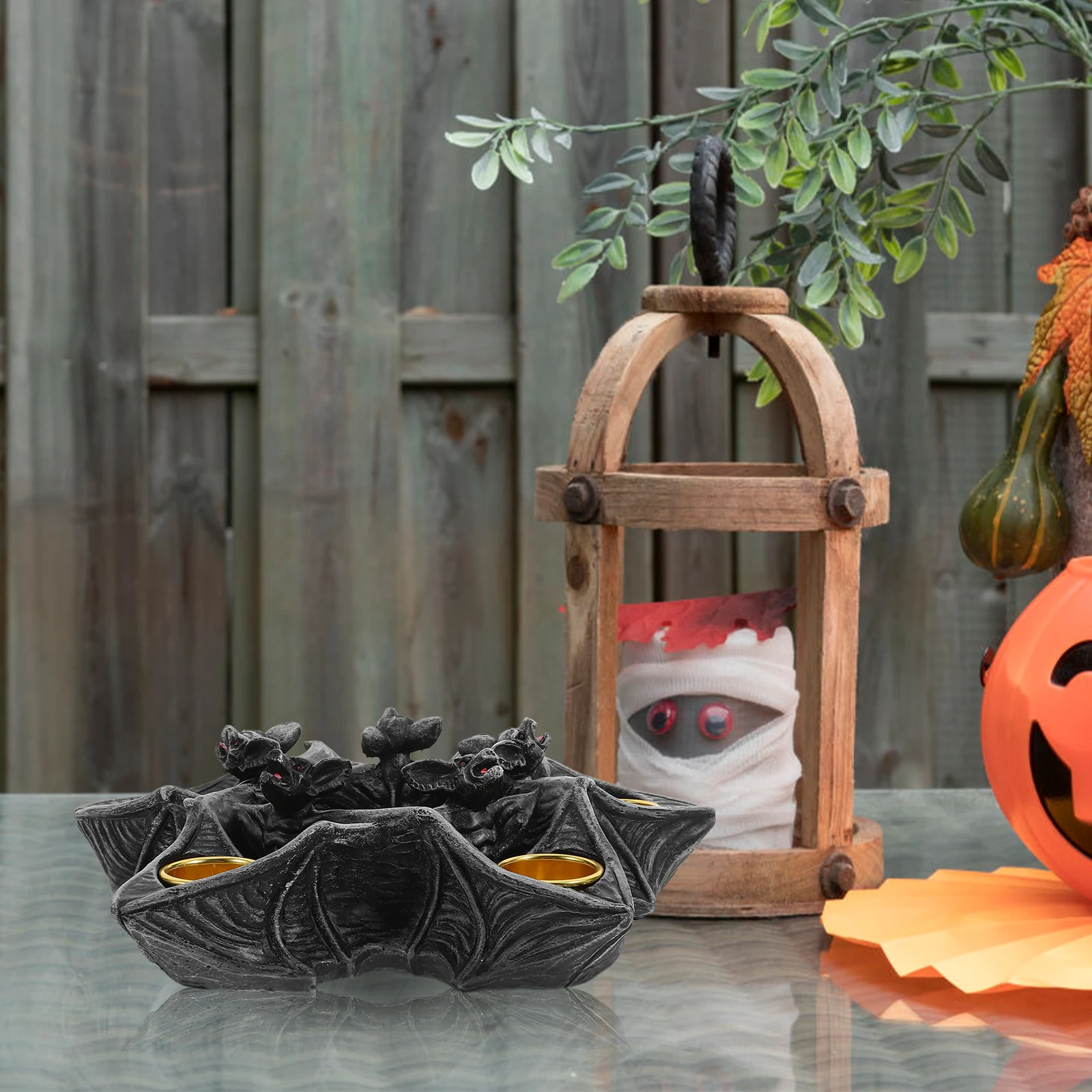 박쥐 구멍 수지 고딕 할로윈 촛대 Tealight 스탠드 스틱 홀더 장식 수지 홀더 장식