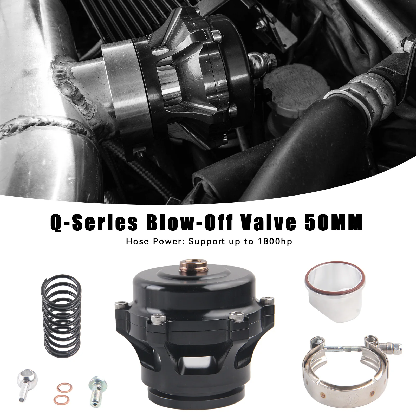 

Universal 50mm Blow Off Valve BOV Q Typer 6 PSI+18PSI Springs With Aluminium weld Flange