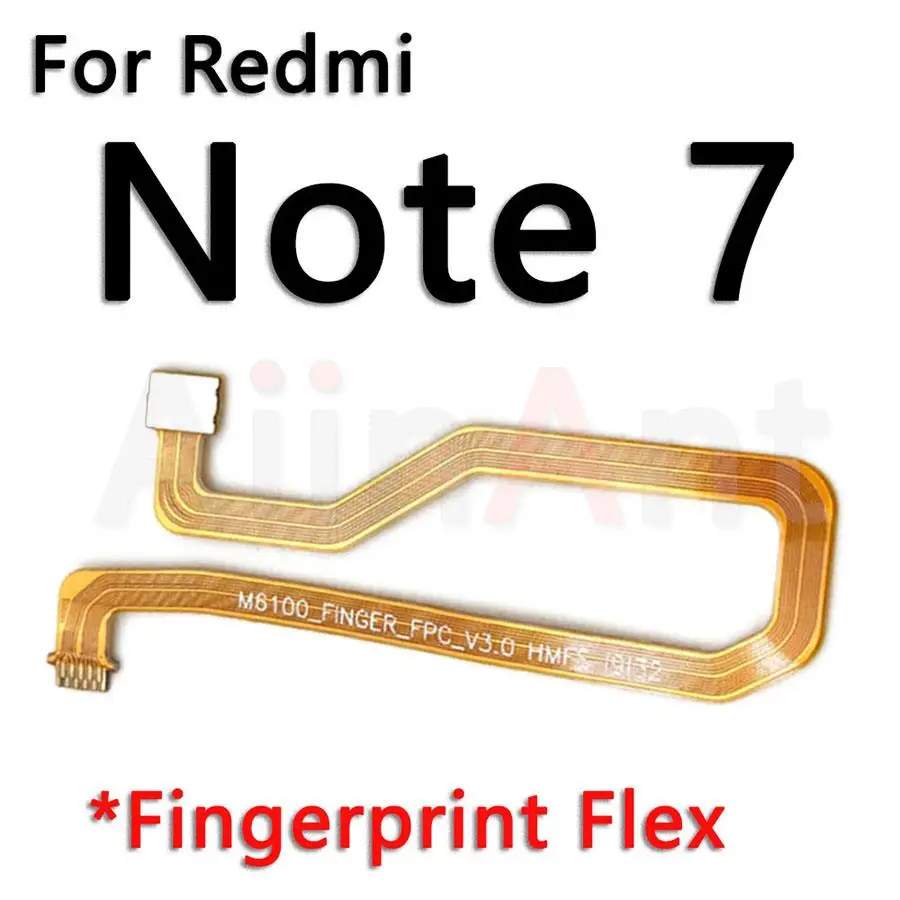 Aiinant Przycisk z tyłu Touch ID Skaner palców do Xiaomi Redmi Note 7 Plus Prime Pro Elastyczny kabel czujnika linii papilarnych