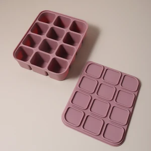 Eisballherstellerform mit Deckelhöhle, Mini -Quadratwürfelschalen für Gefrierschrank, heißer Verkauf, 12 Gitter 12 Hauptverkaufseis -Aluminium - №8