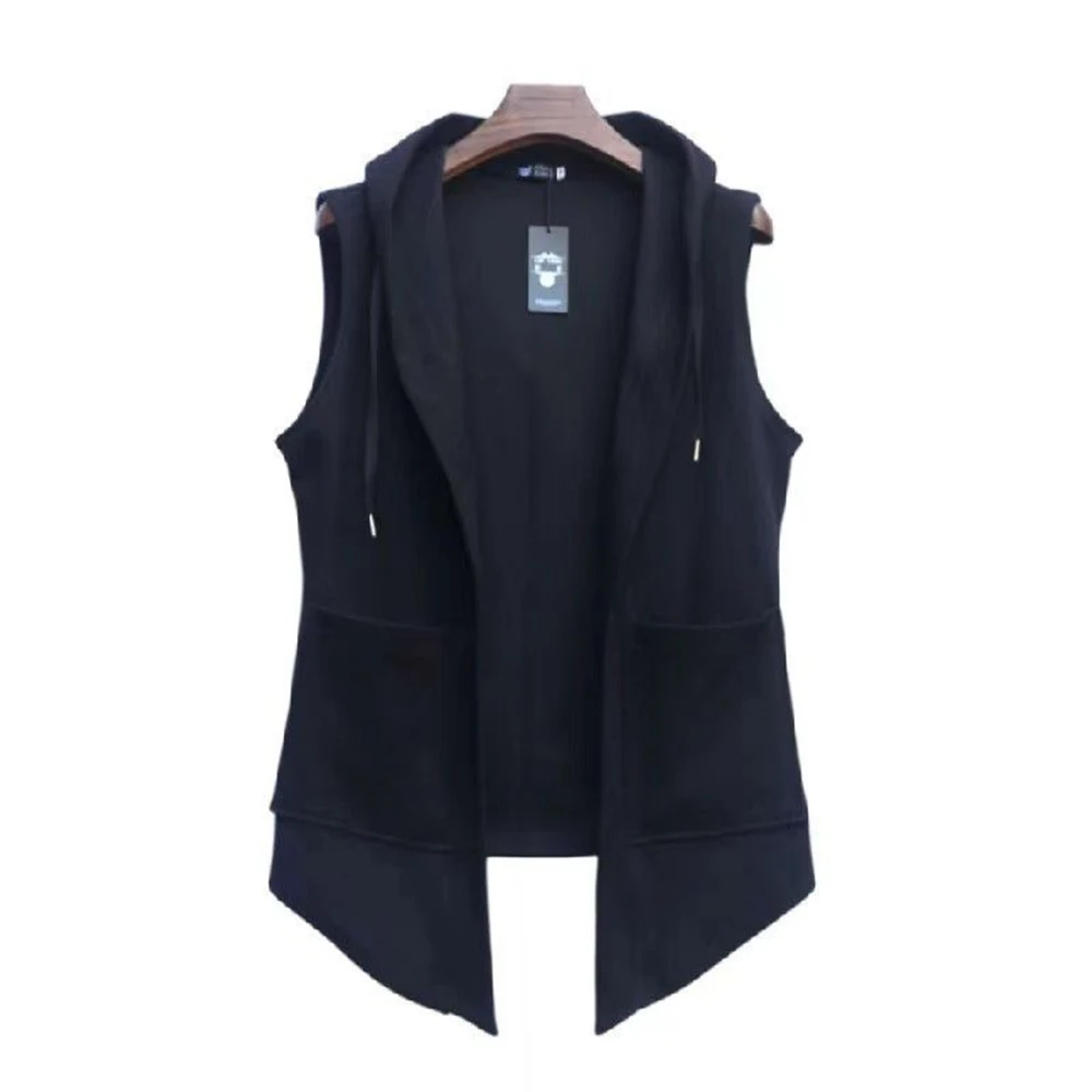 XS-5XL Mens Pocket Hooded Vest Spring Streetwear Fashion Youth Outdoor Trend Outerwear Niche Tank Jacket Men'S Clothing 2026 New