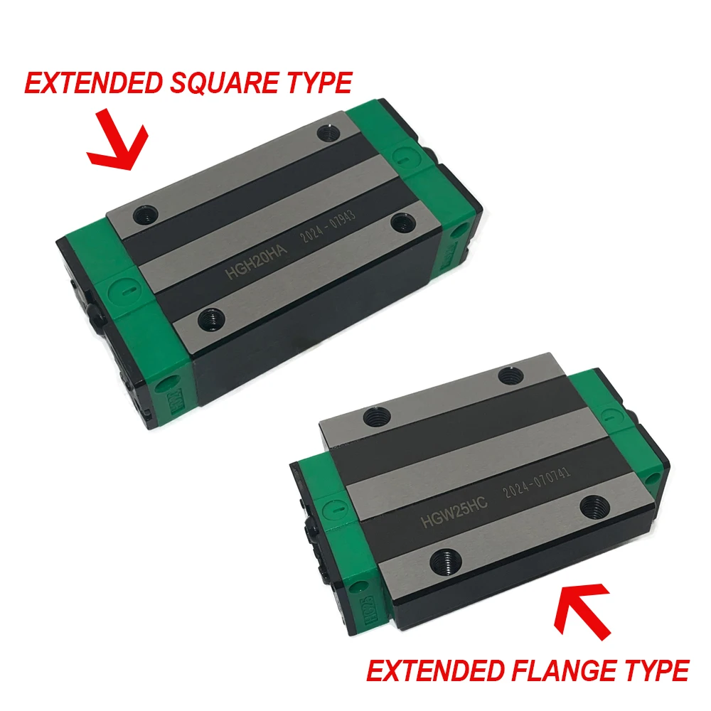 MHCN 1PC HGH20HA HGW20HC HGH25HA HGW25HC lengthen Block Precision square rail slider Carriages for CNC Part