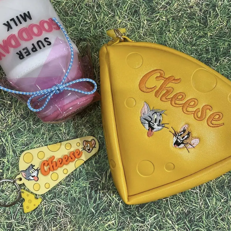 Cute Cartoon Cheese Cosmetic Bag Large Capacity Storage Bag Handbag Kawaii Cat Wallet Pencil Case Travel Bags