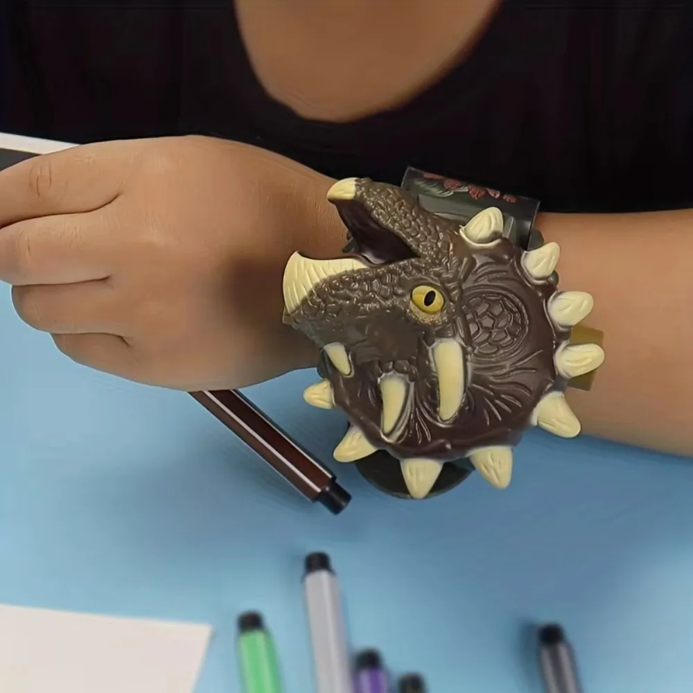 3D Dinosaur Cartoon Toy Watches Flip 24 Projection Student Wristwatches Luminous Digital Clock Children's Watches Birthday