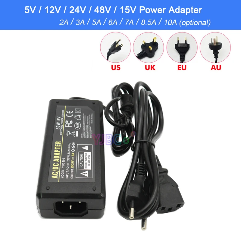 

5V 12V 24V 48V 15V Power Adapter 2A 3A 5A 6A 7A 8.5A 10A Switch Transformer Security Cameras,Audio/Video,LED Strip Power Supply