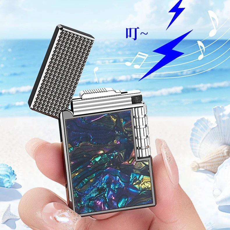 Colorful Shell Loudspeaker Lighter Side-slip Wheel Inflatable Lighter High-end Cigarette Accessories Gift for Your Boyfriend