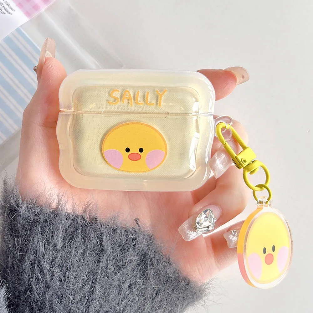 Funny Fish Cartoon Cute Chicken Clear Yellow Headset Case For Apple Airpods Pro 2 Earphone Fundas For Air pods 1 3 with Pendant