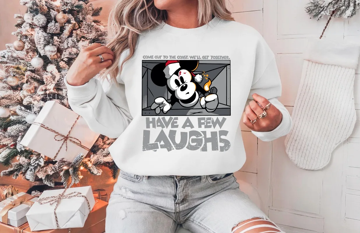 

Толстовка Mickey Have A Few Laughs Рождественская рубашка с Микки Диснейленд Свитер Санта-Клауса с Микки
