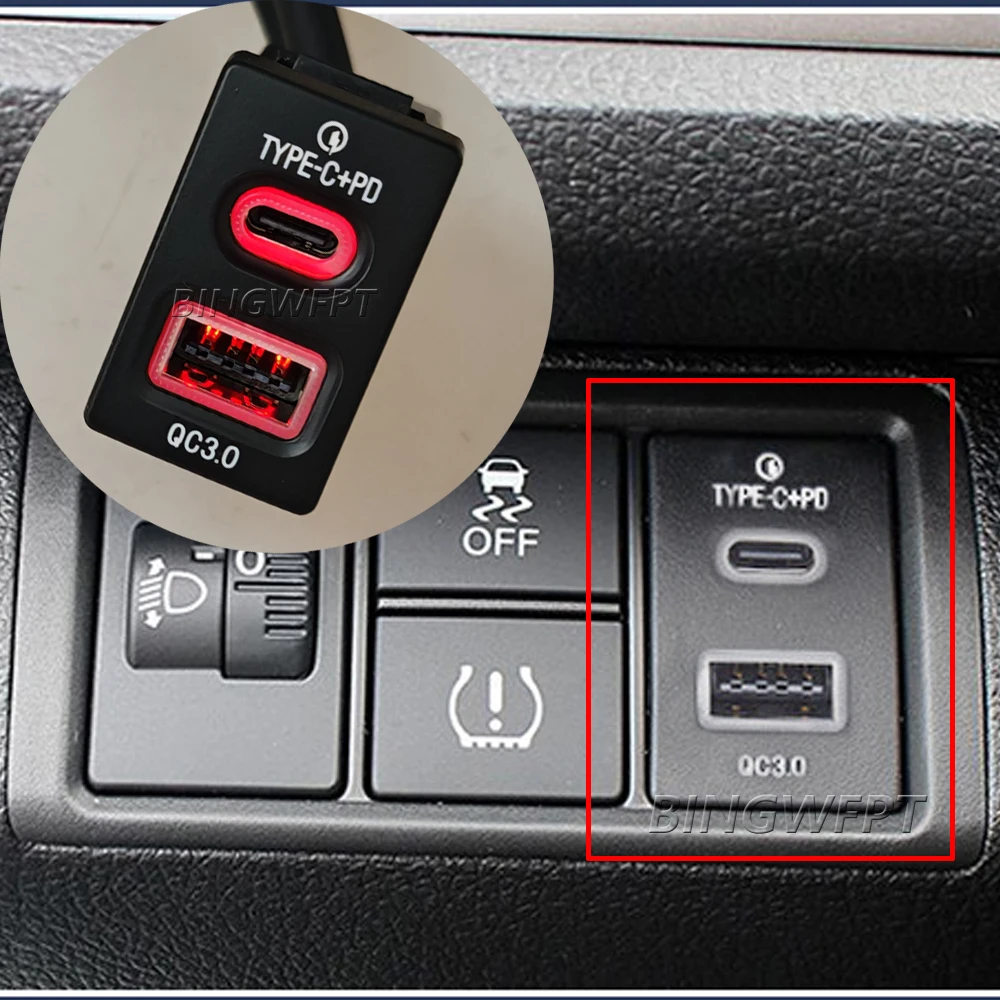 Car USB Charger PD Quick Charge QC3.0 Phone Charging Adapter Outlet For Honda City 2015-2016 Accord 2014-2016 Odyssey 2015-2016