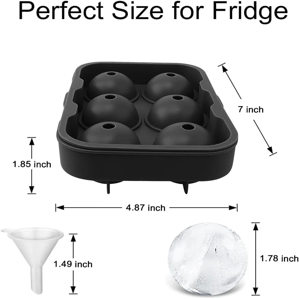 Silicone Ice Ball Maker Large 3D Big Round Sphere High Balls Ice Shape Cube Mold Tray for Freezer Whiskey Cocktail Bar Tools