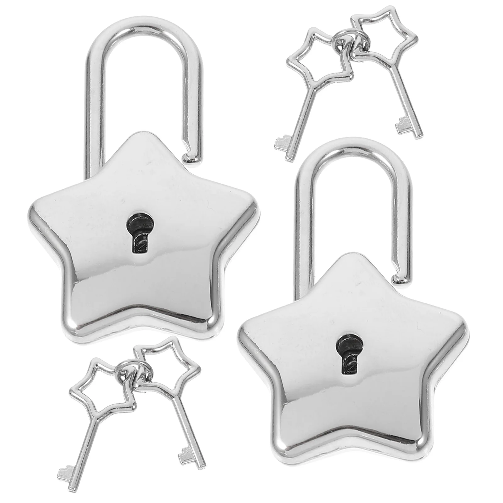 

2 Pcs Attractive Padlock Locks Cute Padlocks Decorative Tiny with Key Star Creative Rust-resistant