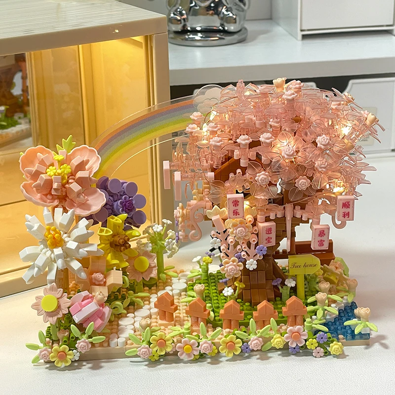 Building blocks, immortal flower bouquets, 3D puzzle frames, cherry blossom tree decorations, handmade DIY birthday gifts
