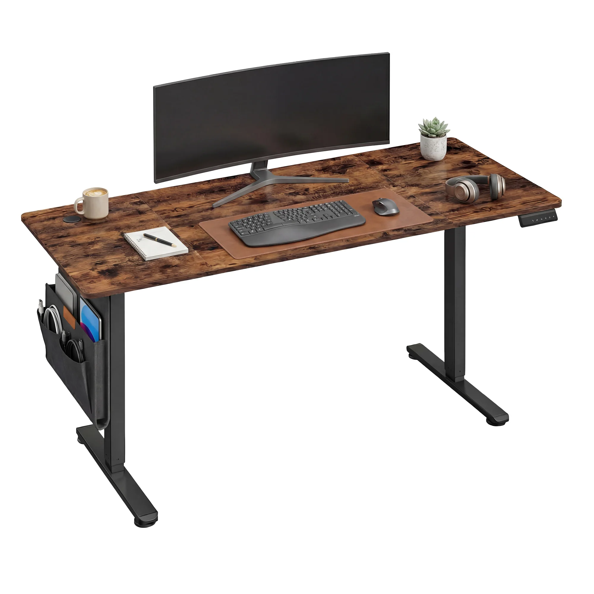 SONGMICS Höhenverstellbarer Schreibtisch, 160 x 70 cm, Memory-Funktion, USB-C-Anschluss