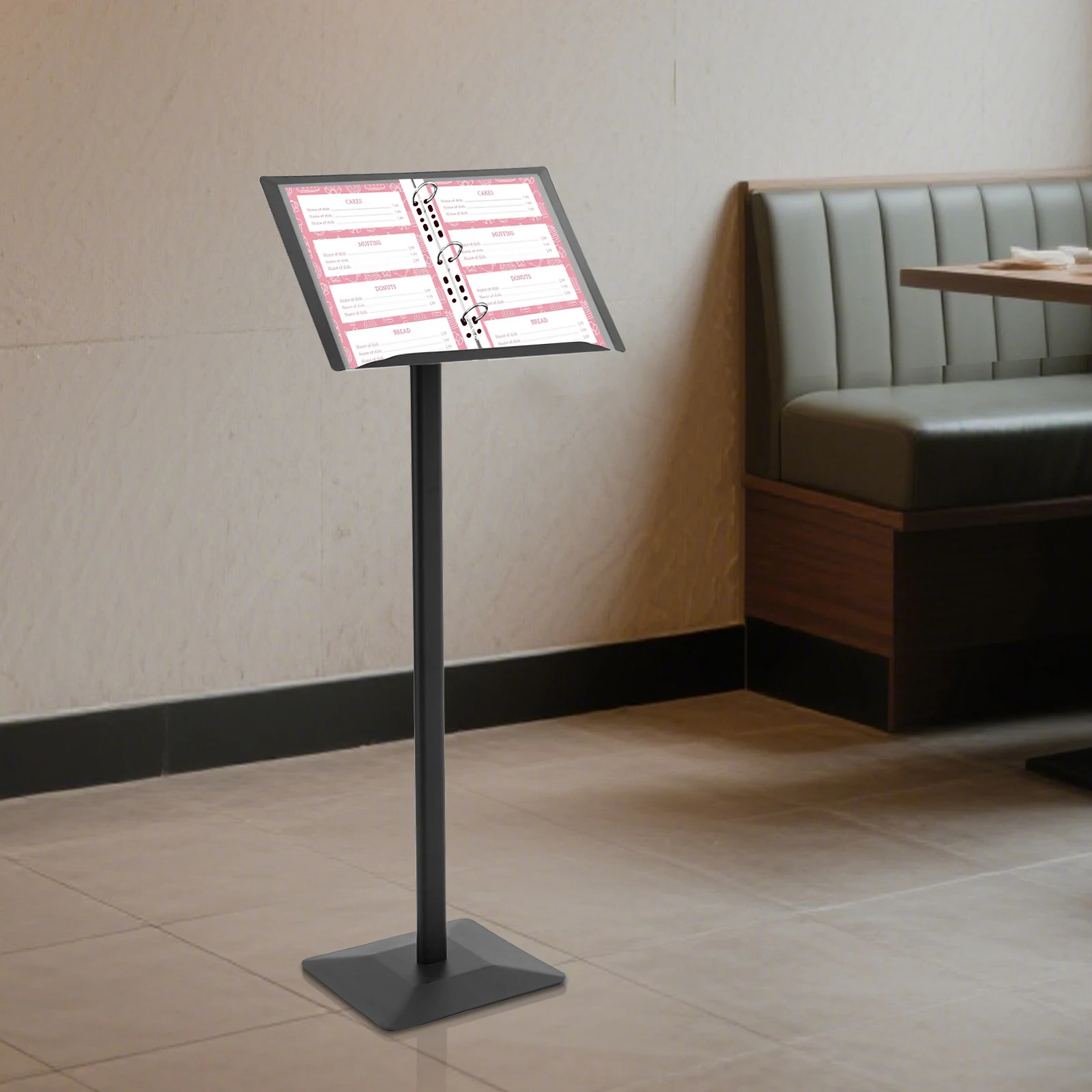 

48.5*35cm Floor Standing Menu Stand Iron Freestanding Menu Stand for Menus Beverage Lists Brochures Advertisements