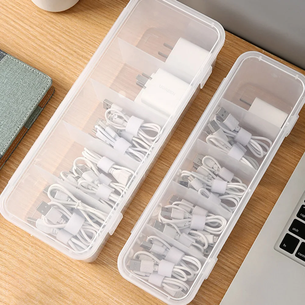 Transparent Data Cable Storage Box Set 3 Count for Managing Multiple Device Cables in Shared or Multi-User Workspaces