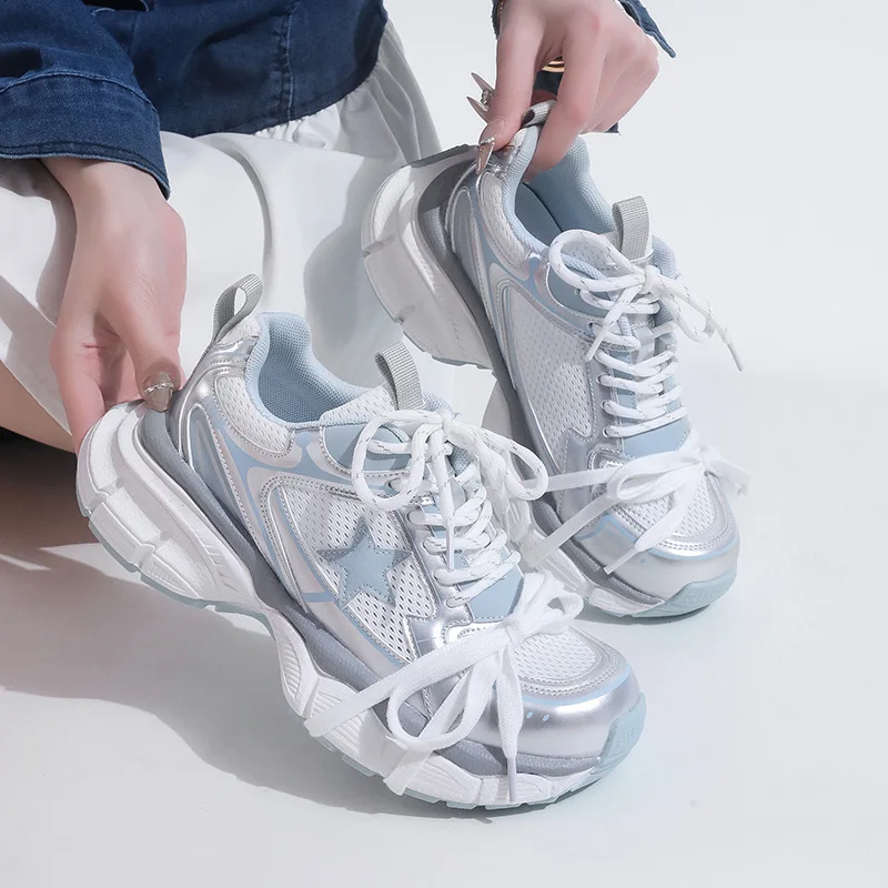 european-genuine-leather-mesh-lace-up-thick-soled-dad-shoes-for-women-versatile-height-increasing-breathable-casual-sneakers