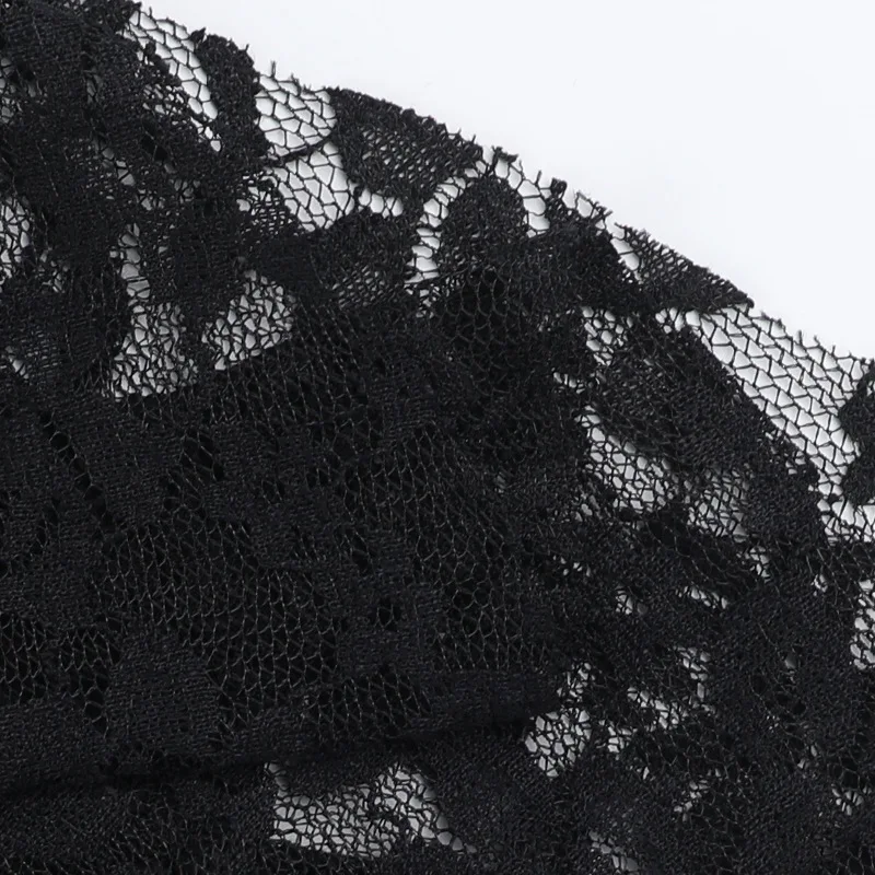ONE TO WAN Goth Dark Elegant Damen Kapuzenkleid Mall Gothic Kreuz Ausgeschnittene Spitze Gespleißtes Party Acubi Sexy Bodycon Kleider Slim – Detail 18