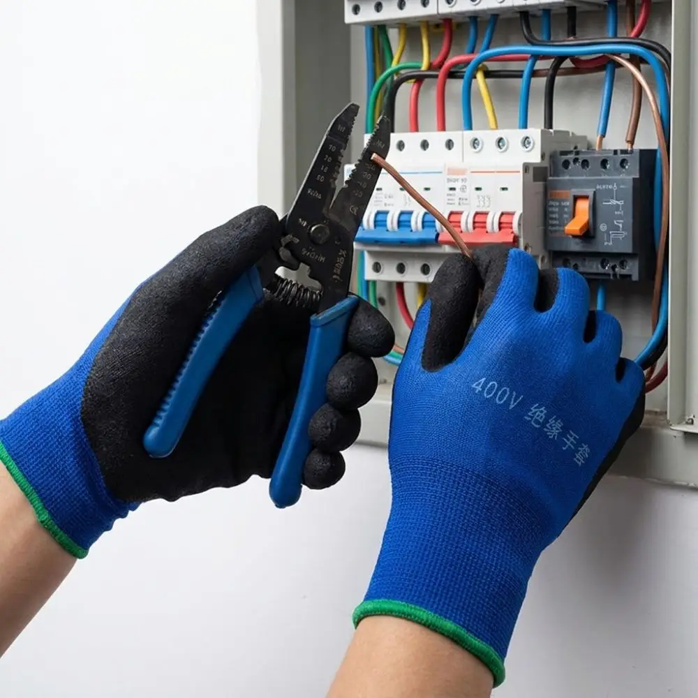 1 Pair Withstanding Voltage 400V Electrician Insulating Gloves High Elasticity Anti-Slip Grip Electrical Maintenance Gloves