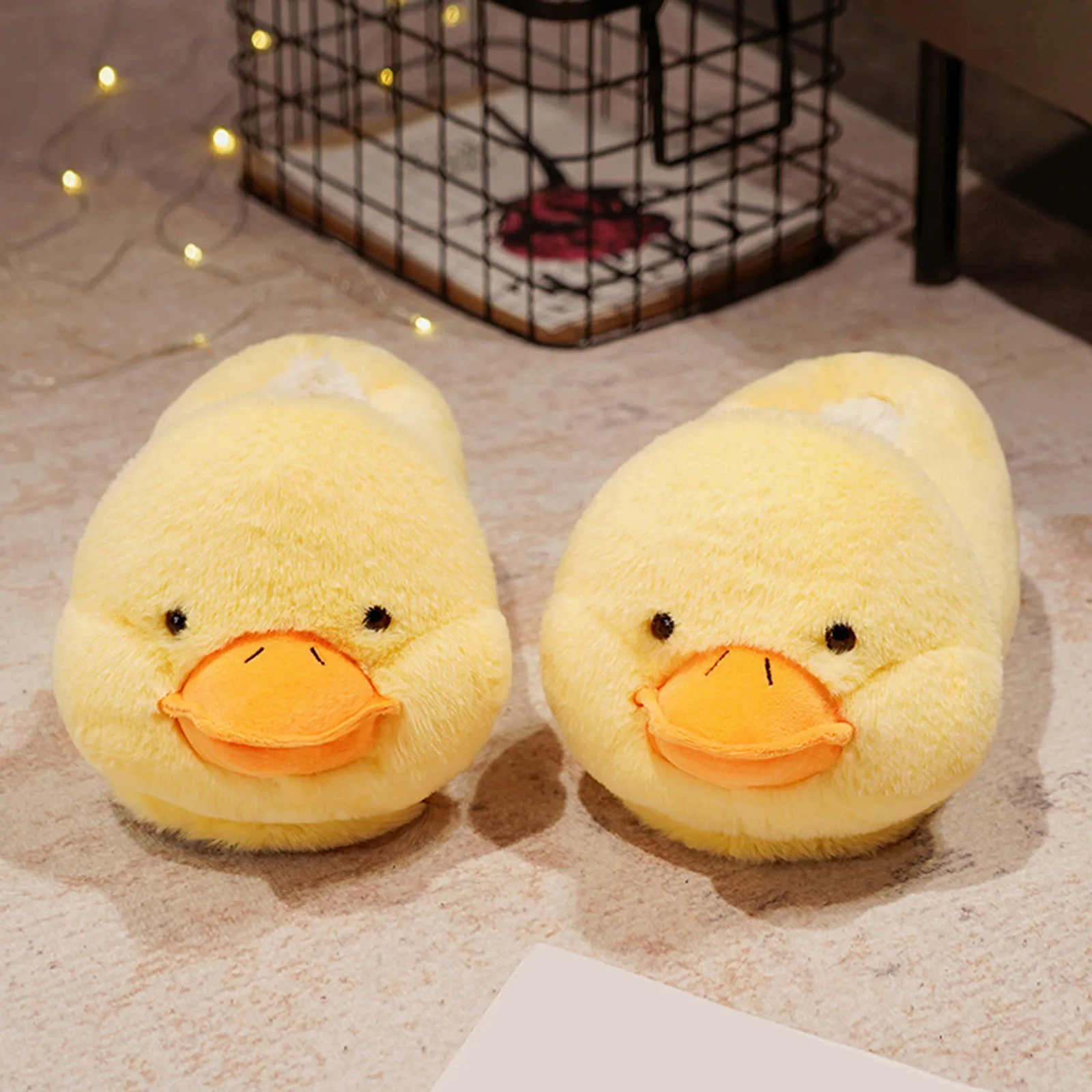 Cute Cartoon Duck Plush Cotton Home Slippers