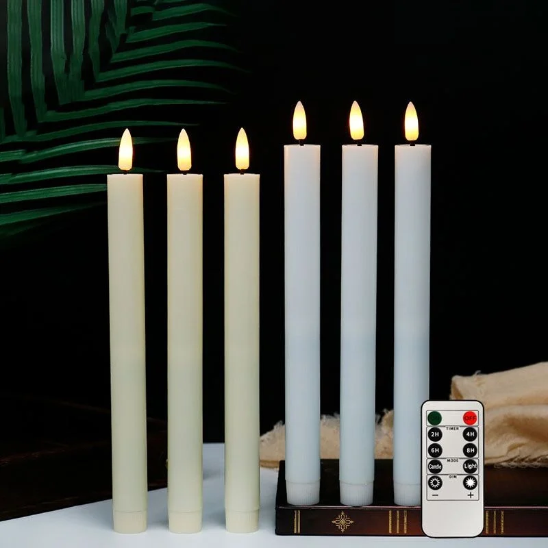 

Remote controlled 3D Wick Stick candles Flickering Led Taper Candle Battery Operated LED Window Candlestick table Lighting H25CM