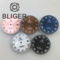 BLIGER 29mm Watch Dial White Pearl Sunburst Blue Pink Brown With Silver Roman Index Fit NH35 Movement Men Watch Replacement Part