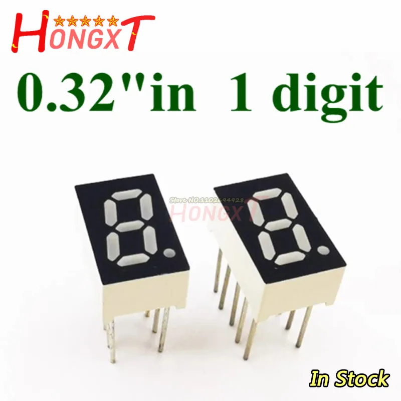 

(20PCS)LOT 0.32" inch 1 Bit 7 Segment RED GREEN BLUE WHITE LED Display Digital Tube Plastic Metal Common ANODE/cathode