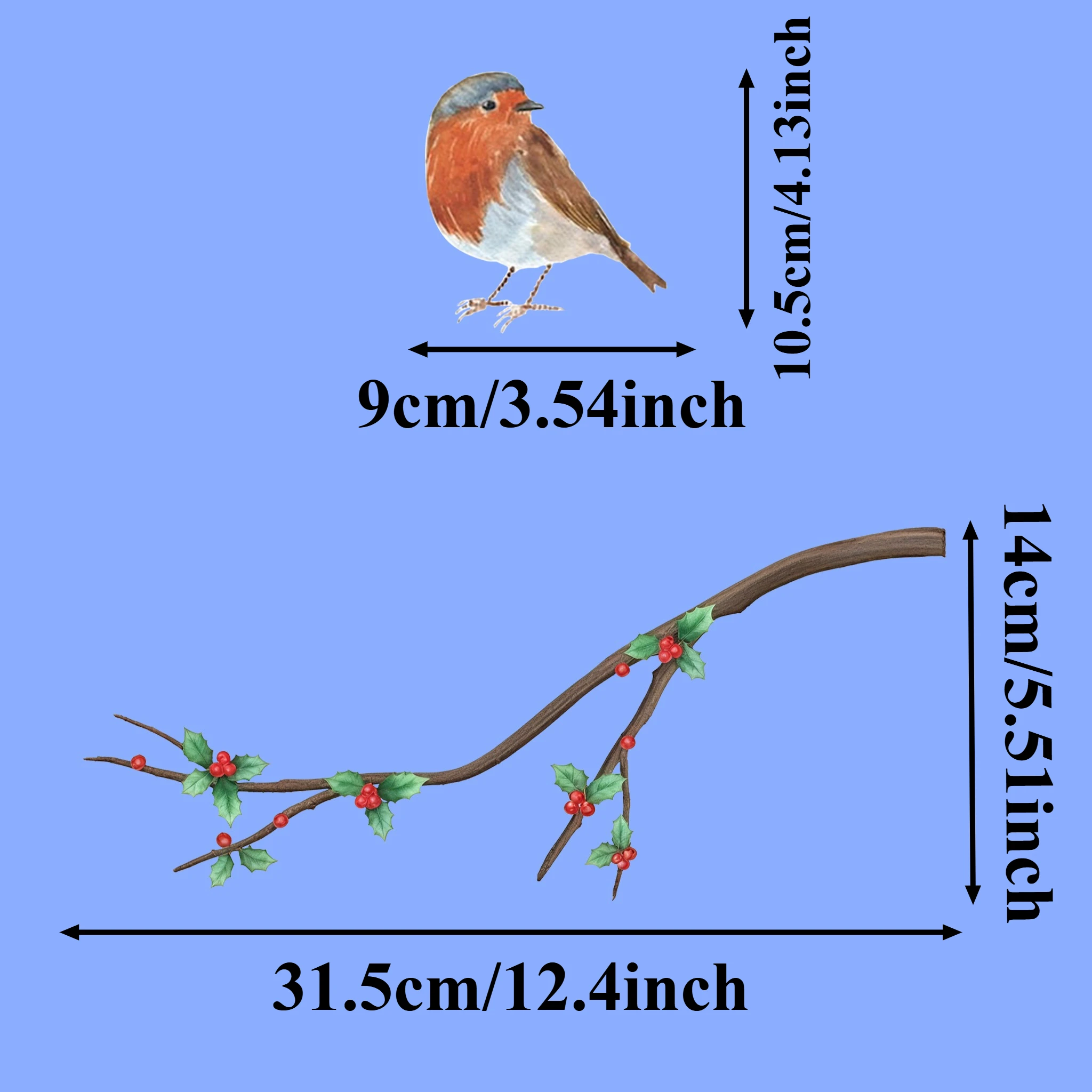 3 قطعة/ورقة فرع روبن نافذة الشارات ملصقات ذاتية اللصق DIY بها بنفسك غرفة المعيشة غرفة نوم حديقة مضحك الطيور ديكور مقاوم للماء